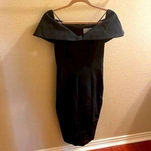 Black off the shoulder mid length Misha dress, size 4. LBD staple!